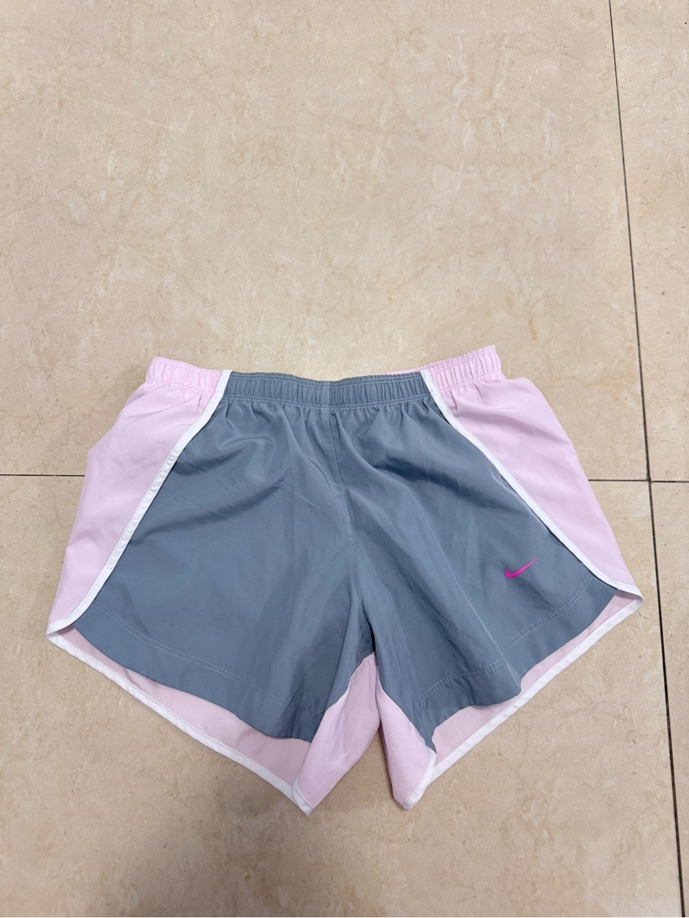 Nike Gray and Light Pink Girls' Athletic Shorts